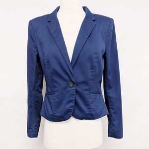 h&m | blue single button lined blazer jacket sz 10